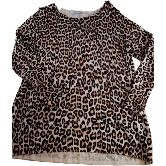 Women's Chico Leopard Print Blouse/Top Size 1 - Picture 1 of 15